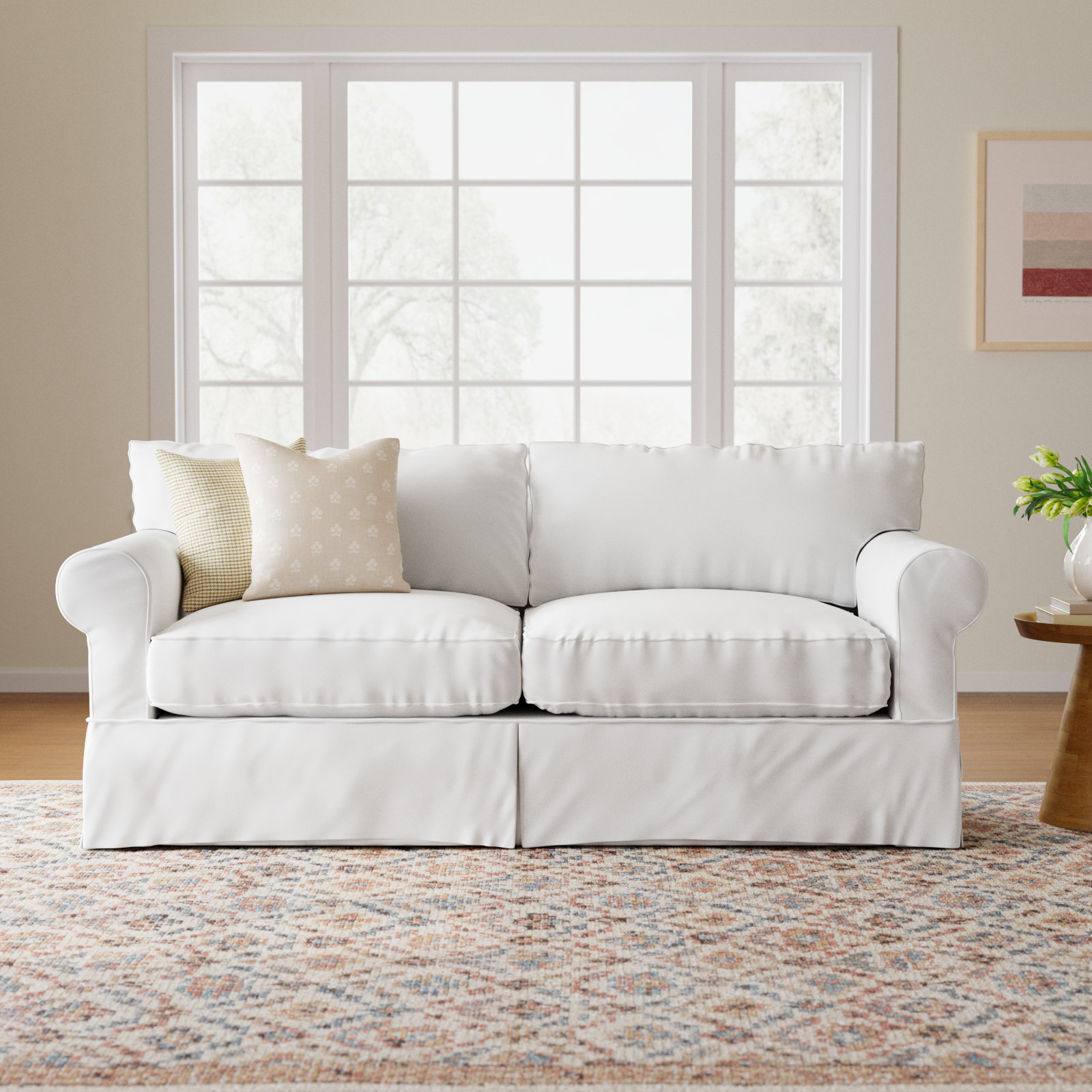 Amari 83'' Slipcovered Sofa, Classic Bleach White Twill