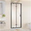 Porte de douche pivotante pliante avec cadre 32 po x 72 po peu encombrante, verre trempé transparent de 1/4 po avec poignée en acier inoxydable, installation réversible, noir