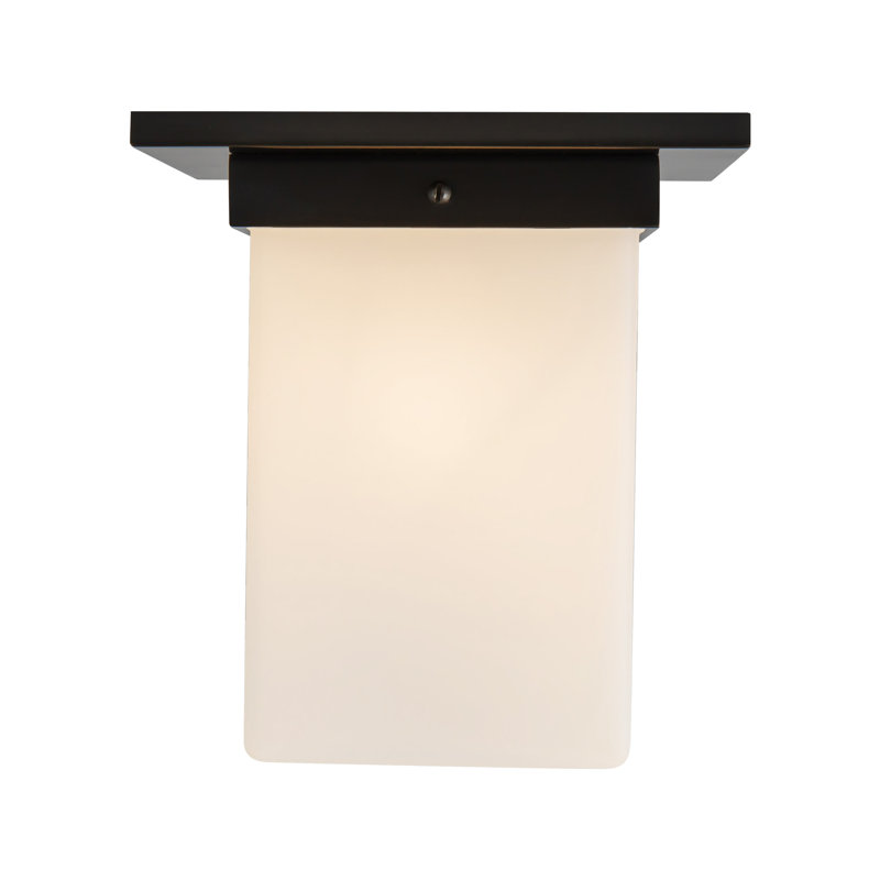 Mineral 8-in Brass Flush Mount, Oil Rubbed Bronze, Opal Glass