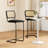 Counter Height Bar Stools Set Of 2, Upholstered PU Leather Barstools With Rattan Back, Armless Bar Chairs For Kitchen Island, Black