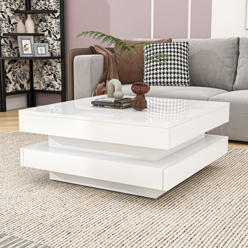 Table basse avec lumières DEL, Blanc