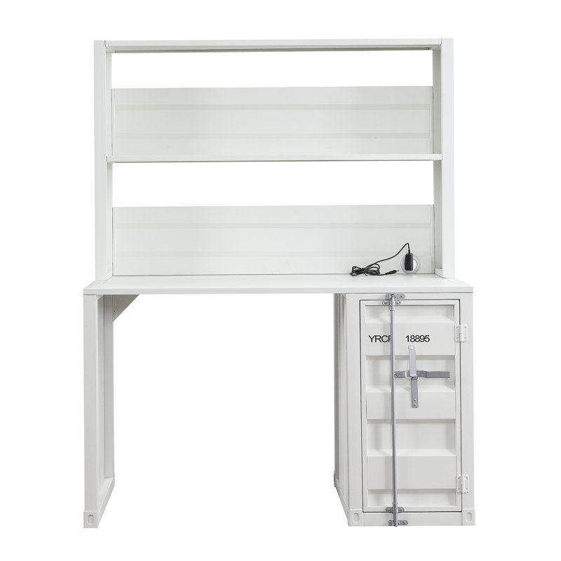 Cargo White Finish Writing Desk W/Hutch, White