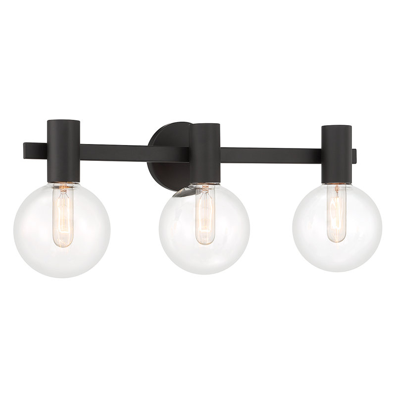  Wright 3-Light Bathroom Vanity Light in Matte Black, Matte Black