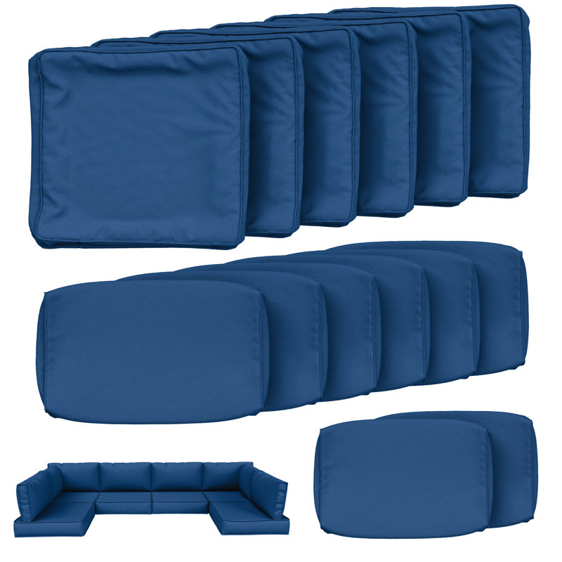 Outdoor 4” Cushion Covers Set Patio Furniture Cushion Covers, Only Covers, Blue