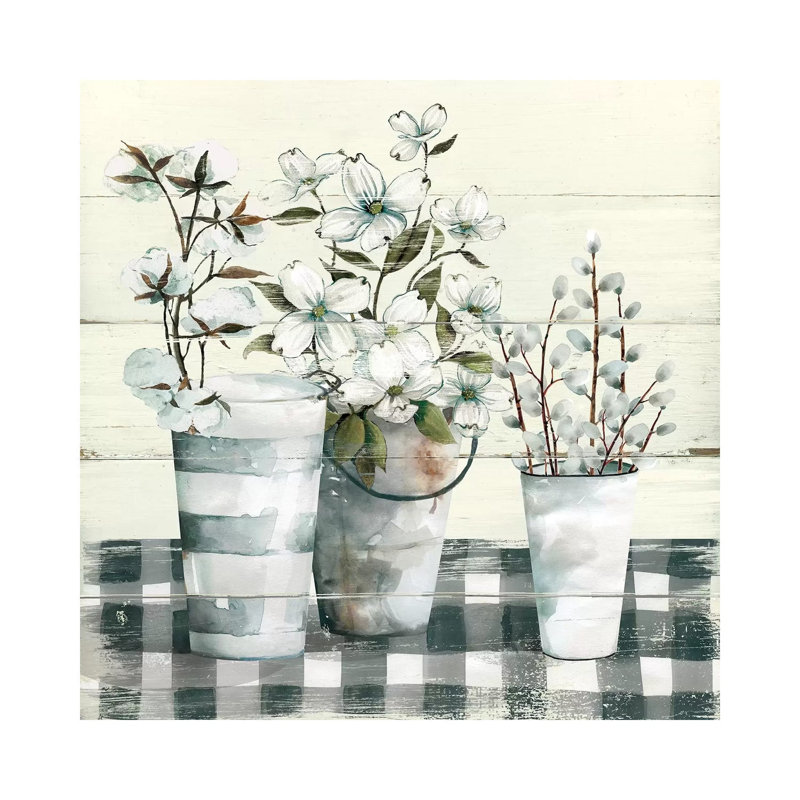 « Spring Gingham I » par Carol Robinson, reproduction d’art, Pas de tapis, H 18 po x l 18 po x 1,5 po, Toile tendue