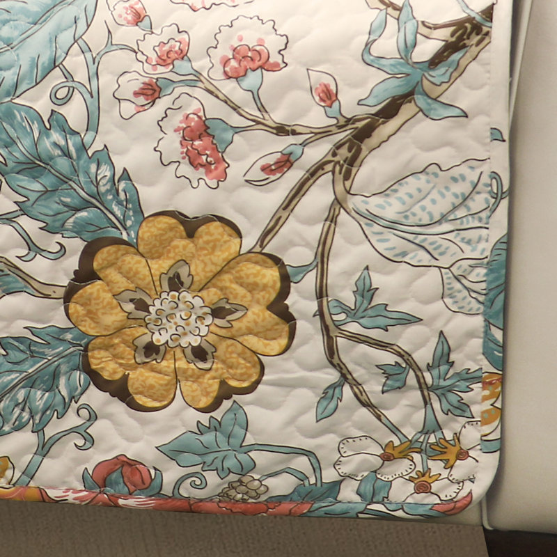 Cozy Cottage Floral Reversible Armchair Protector in Blue/Yellow