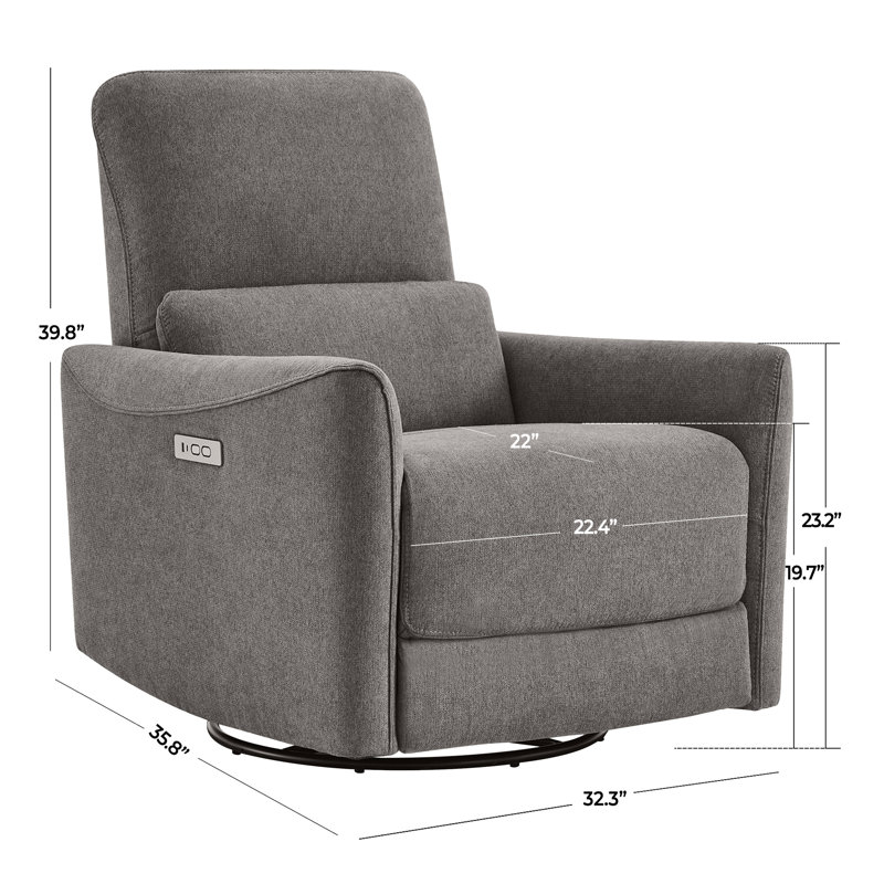 Fauteuil inclinable électrique pivotant rembourré Cadavid, Gris métal