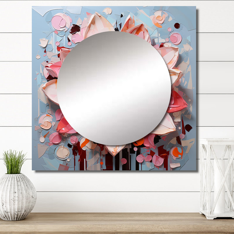 Leakes - Lotus Square Mirror For Wall Art Decor, 29" x 29"