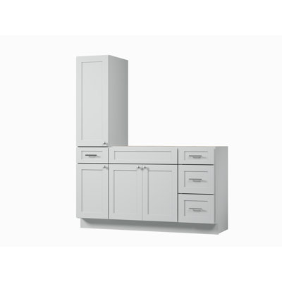 Disar 78'' Single Bathroom Vanity With Tall Linen Cabinet Dovetail Solid Wood Drawer Base Only Gray