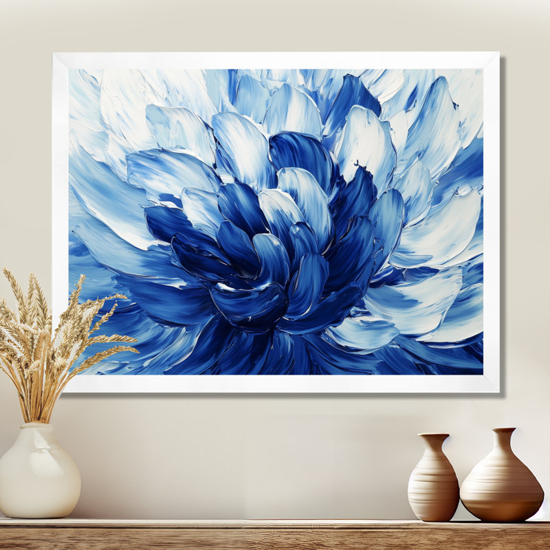 Velours bleu fleurs de cactus III - impression de cactus floral, Reproduction encadrée d'une seule photo sans pass, Blanc