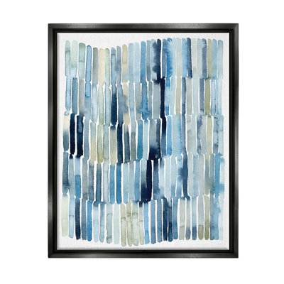 " Nautical Inspired Abstraction Blue Beige Blocked Lines " by Grace Popp Painting Print