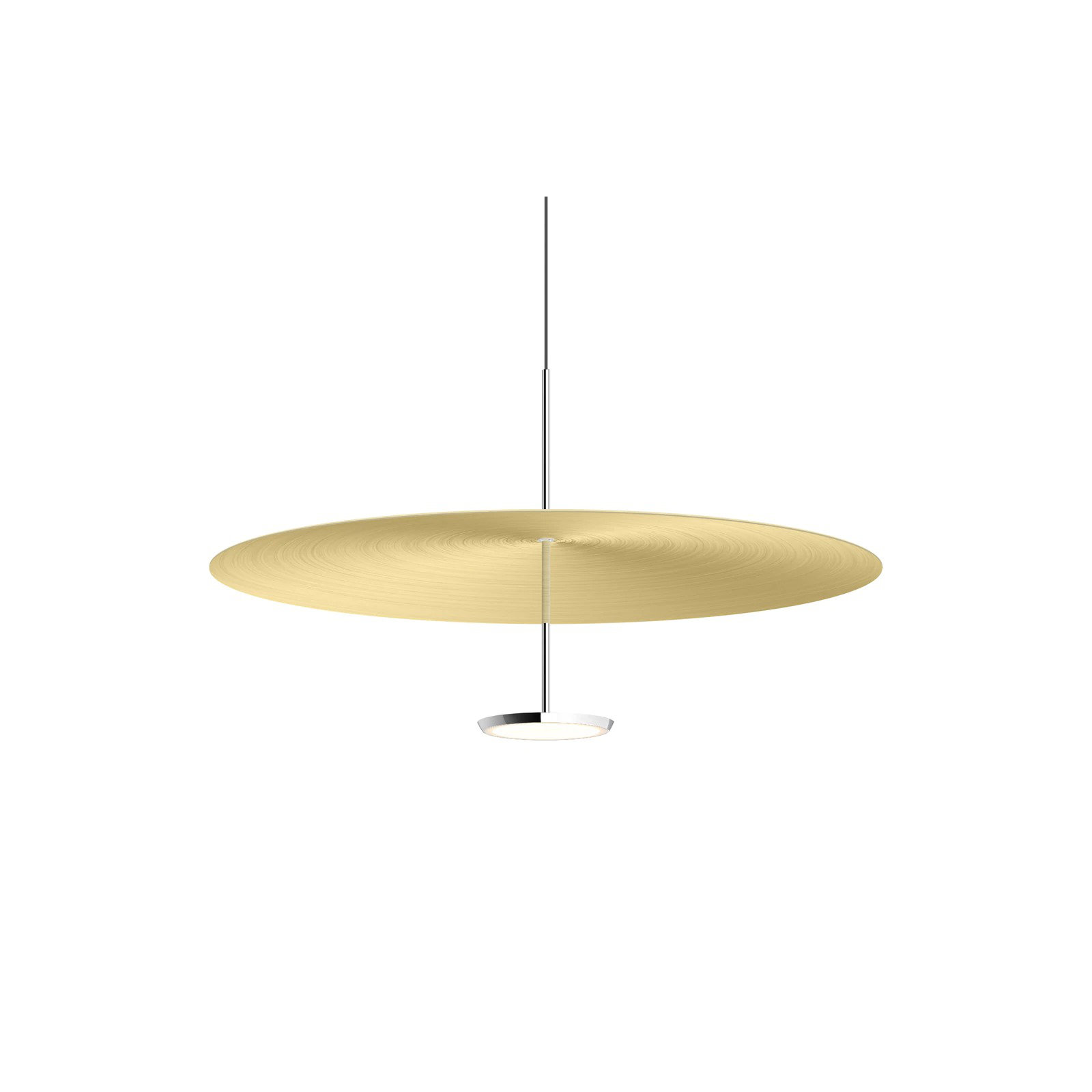 Sky Dome 1 - Light LED Pendant, 17.5" H x 32" W x 32" D, Brushed Brass, Polished Aluminum