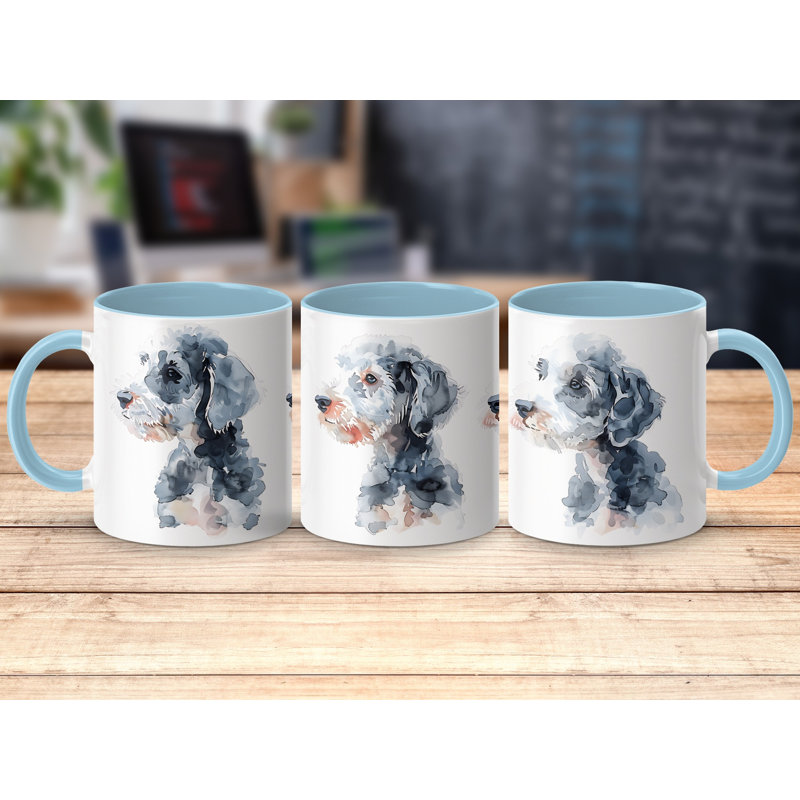 11oz Watercolour Bedlington Terrier Design Coffee Mug, 3