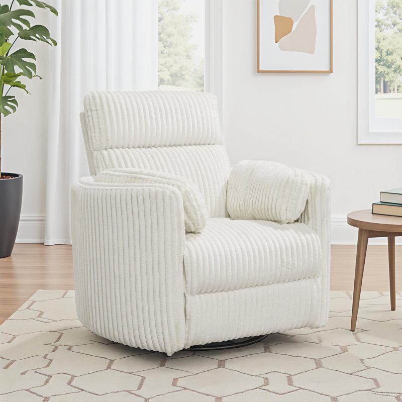 Bre Swivel Power Glider Recliner, Mega Ivory Corduroy