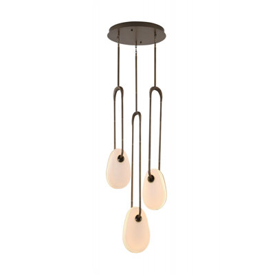 Palmea 3-Light 18"W Oval Shape Clear Glass LED Pendant in Aged Brass