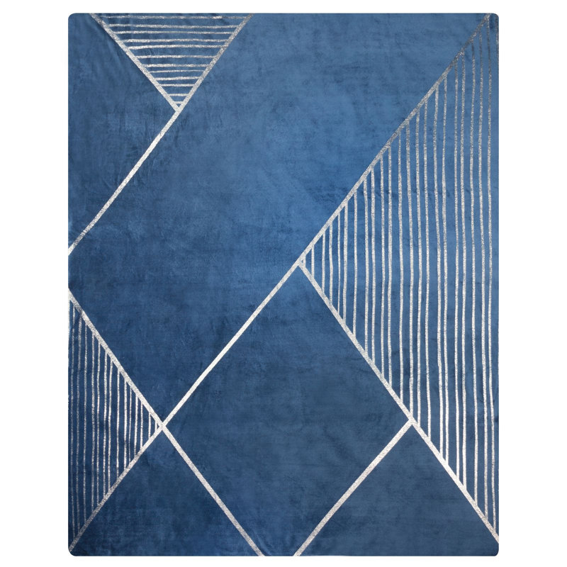 Polyester Geometric Shapes Bedspread, Blue