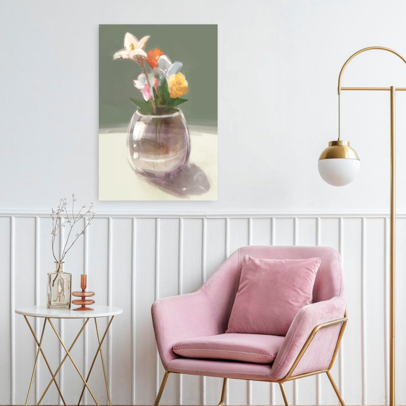 Art contemporain, art floral moderne et minimaliste élégant, H 24 po x l 16 po