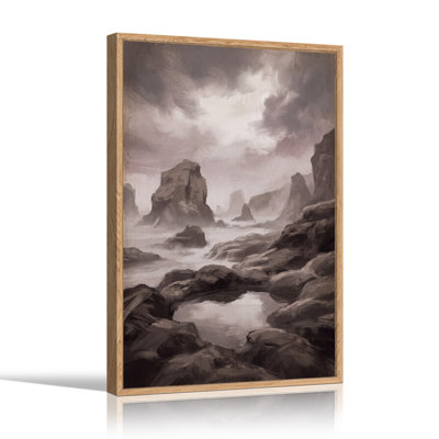 «Misty Rocky Coastline with Stormy Sky», art mural sur toile