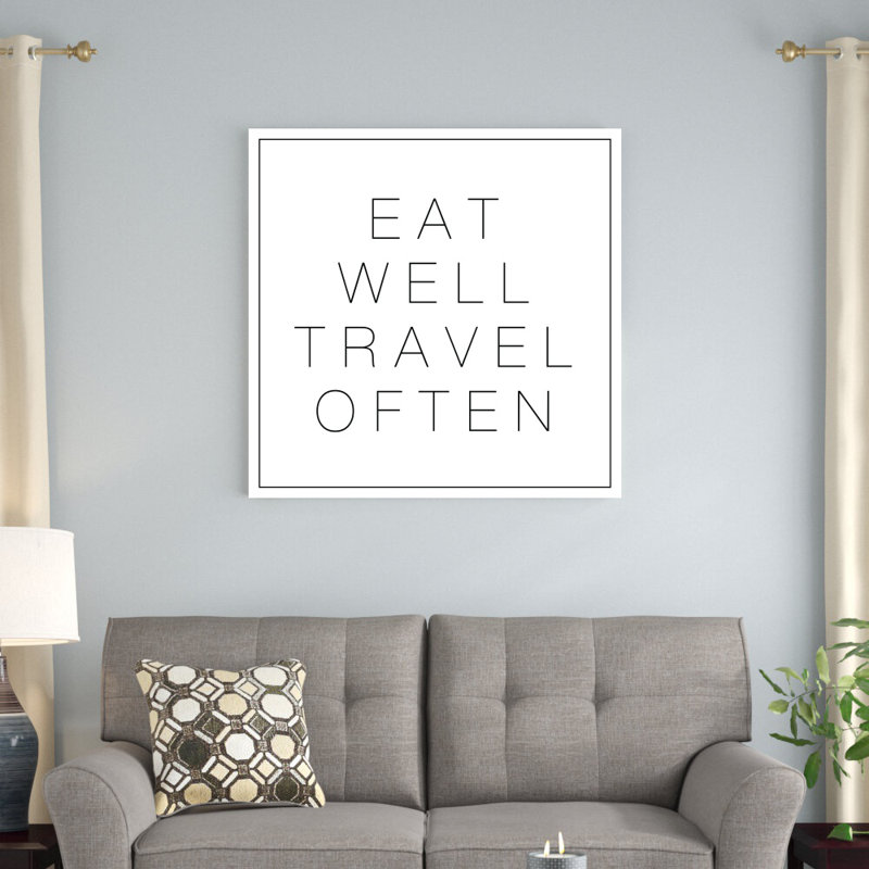 Eat Well Travel Souvent, reproduction sur toile, H 36 po x l 36 po