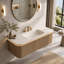 Meuble-lavabo mural de 122 cm avec lavabo intégré, armoire incurvée cannelée avec éclairage à détecteur de mouvement pour salle de bain moderne