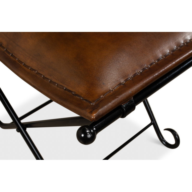 Mozambique Leather Accent Stool