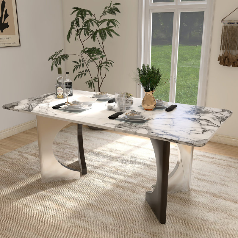 Marble Dining Table For Kitchen, 30"H x 71"L x 34" W