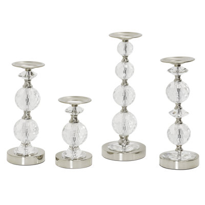 Bougeoir en cristal - Chrome - ensemble de 4