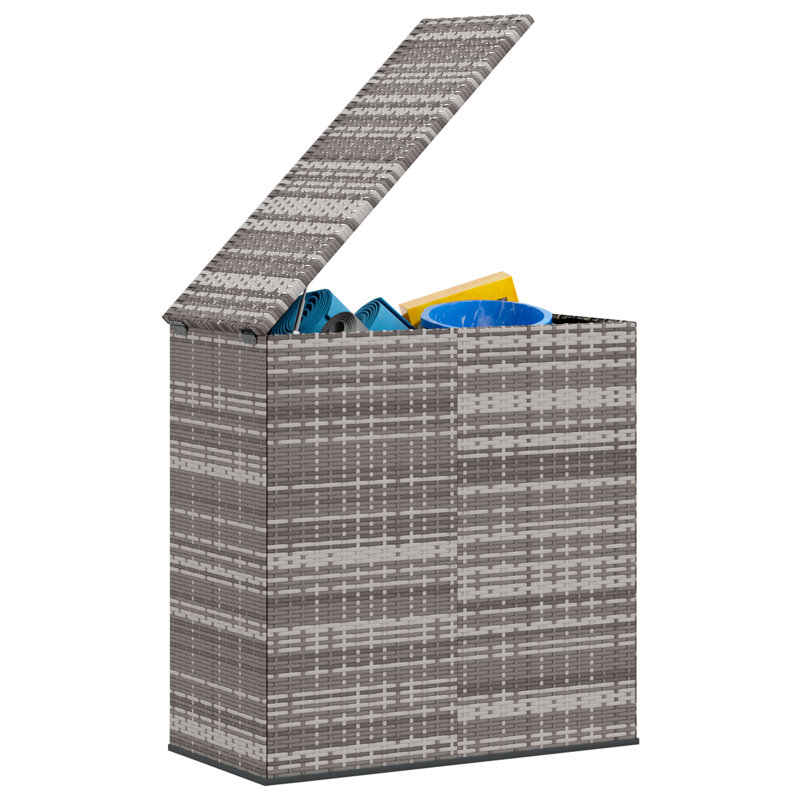Gallon Water Resistant Poly Rattan Deck Box, 40.7" H x 39.4" W x 19.3" D, Gray