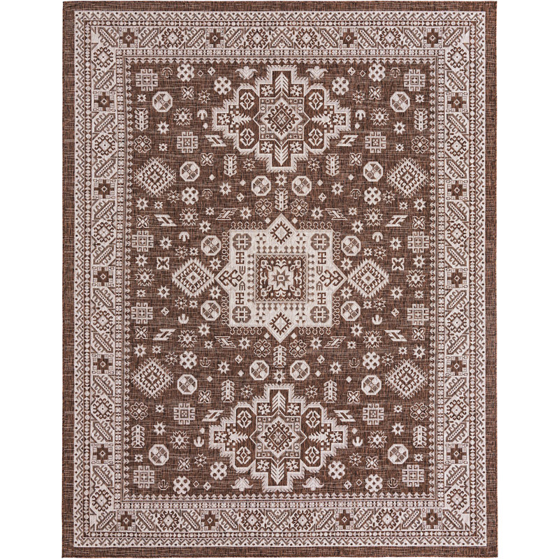 Oriental Area Rug in Brown, Rectangle 9' x 12'