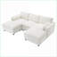 Canapé modulaire, canapé en chenille en U moderne de 5 places avec rangement de 86,5 po Repose-pieds pour le salon | Chenille | Blanc