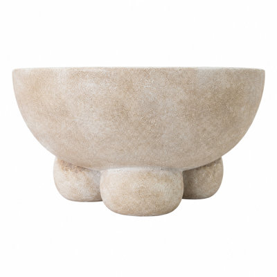 Cole and Grey Ceramic Red Large Decorative Bowl with Yellow Shadings and Three Round Legs