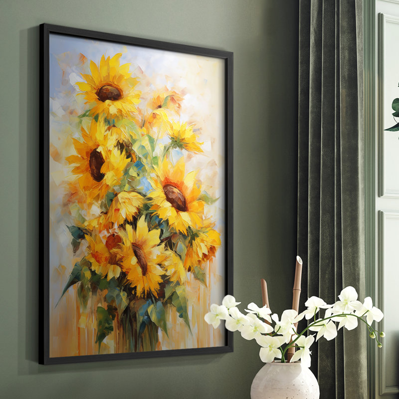Série FLORAL CDL III - reproduction encadrée de qualité supérieure - prête à être accrochée - aucun clou requis, Noir