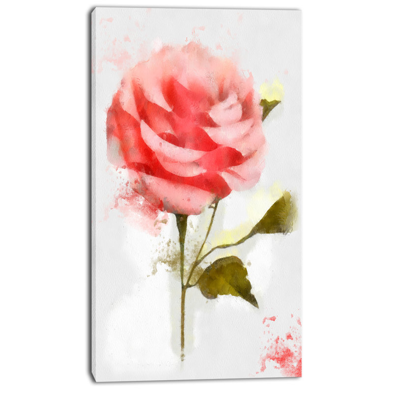 « jolie rose aquarelle rose sketch », reproduction d’art sur toile tendue, H 32 po x l 16 po x P 1 po