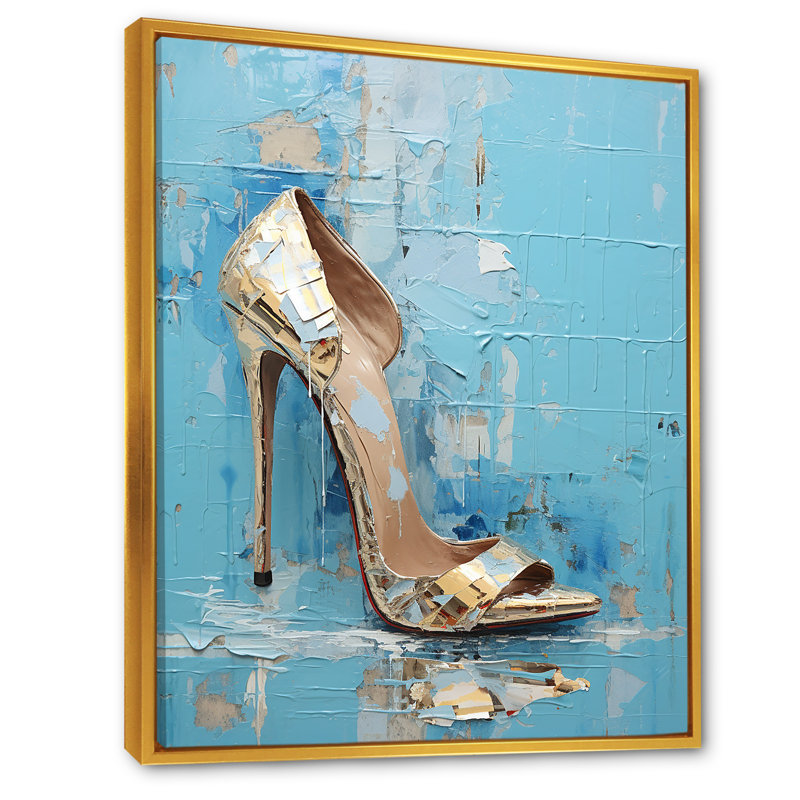 " Chic Fashion Heel III ", Gold Floater Framed, 40" H x 30" W