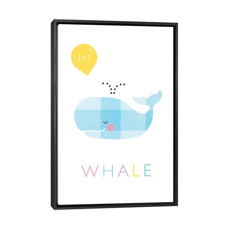 «W Is for Whale» - impression, Pas de tapis, H 26 po x l 18 po x 1,5 po, Toile avec cadre noir patiné