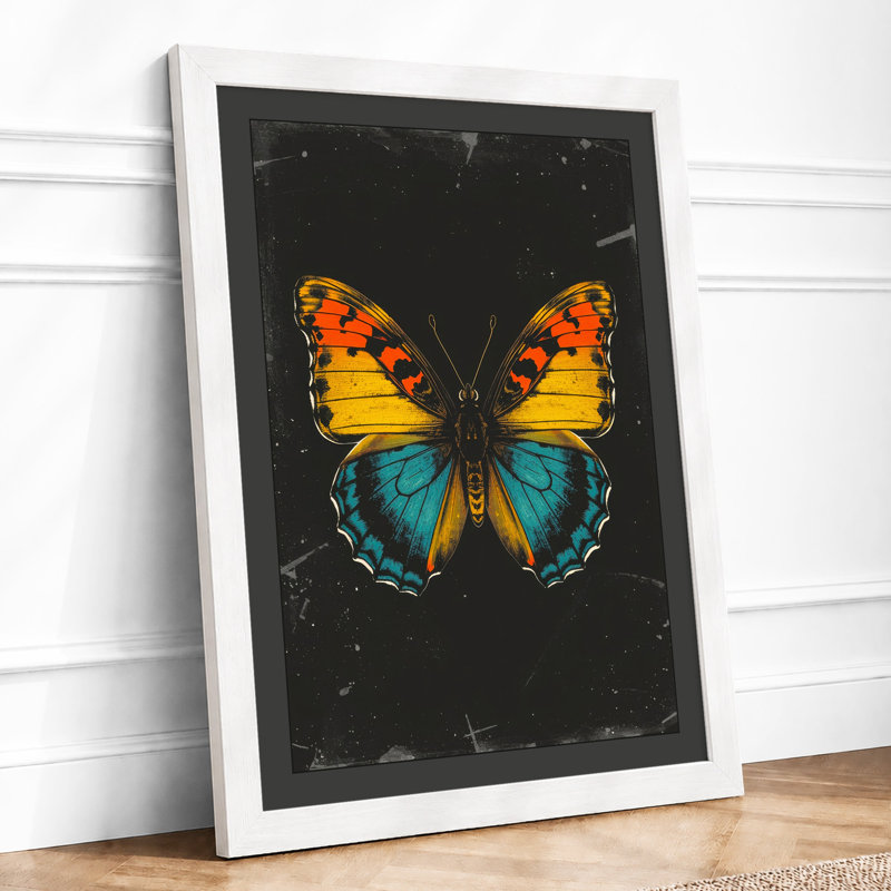 Specimen Butterfly Botanical - Framed Print, A3 - 42.0 x 29.7 cm, White