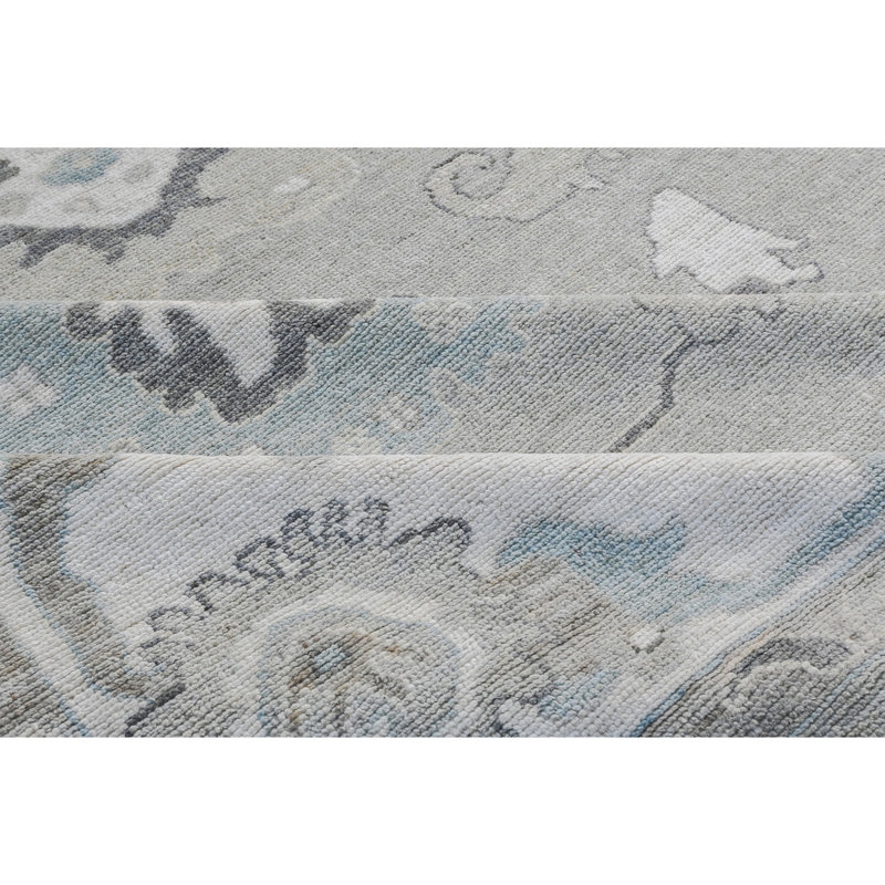 Tapis ivoire et argent noué à la main de haute qualité