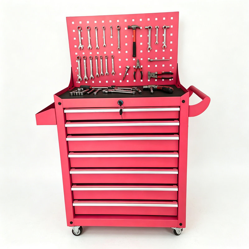 7-Drawer Tool Cabinet With Pegboard Back Panel