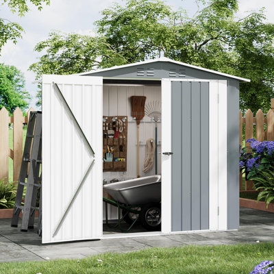 Rangement extérieur en métal résistant aux intempéries 6 x 4 pi avec portes et évents doubles verrouillables