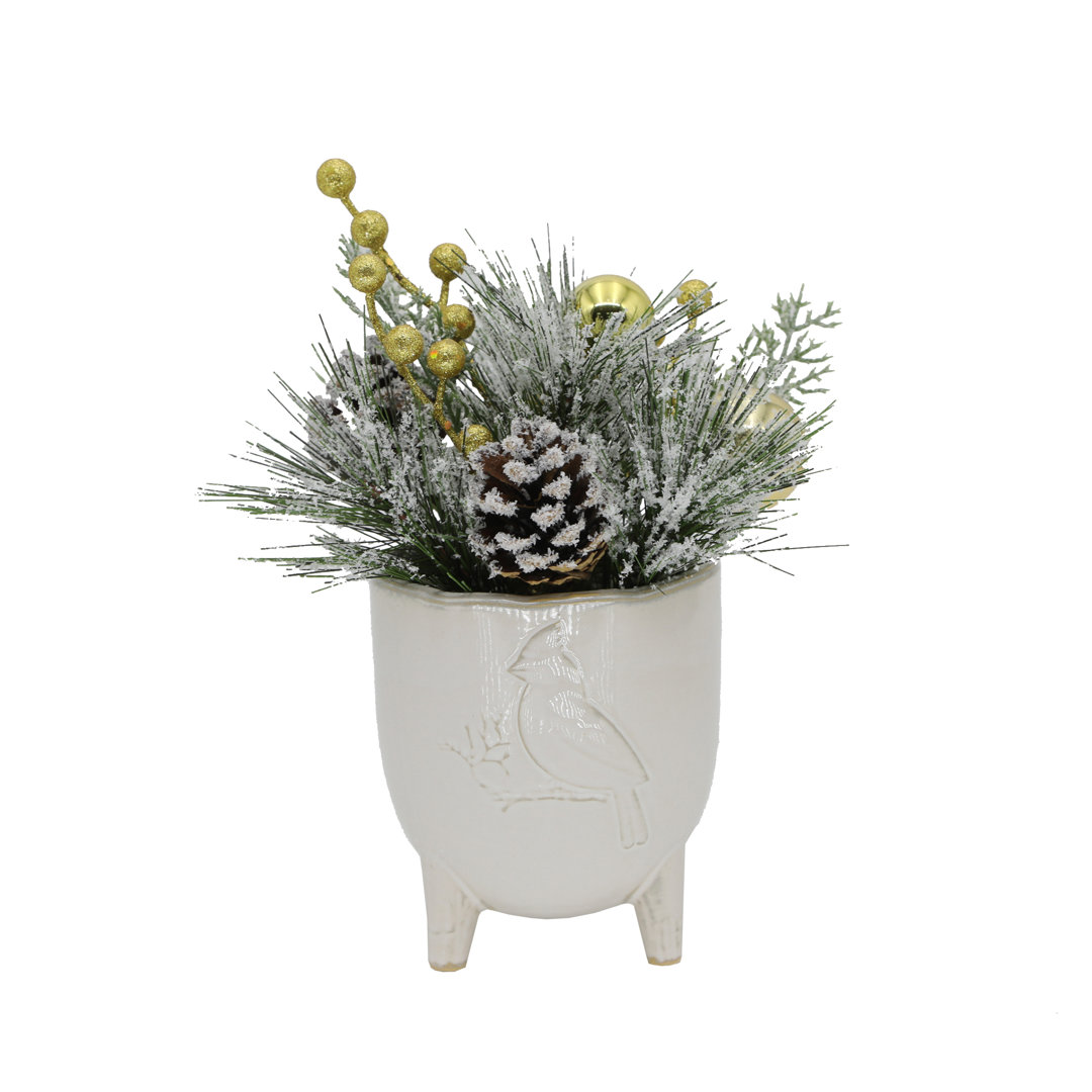 Xmas Mix in Cardinal Ceramic Footed Pot The Holiday Aisle® 
