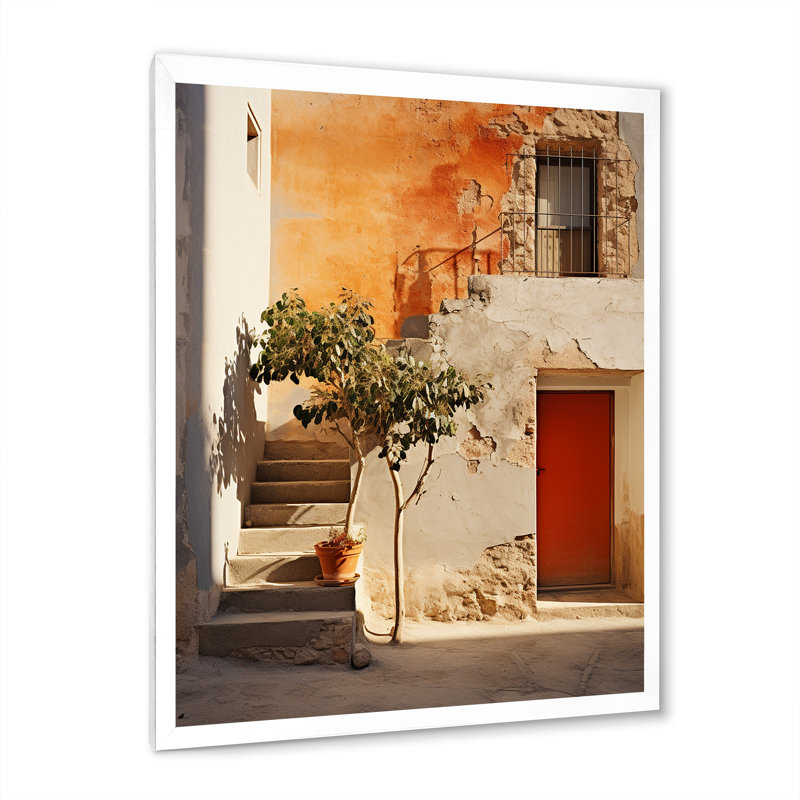 Italie, paysage d'imitation sur toile, Cadre simple blanc, H 44 po x l 34 po x P 1,5 po