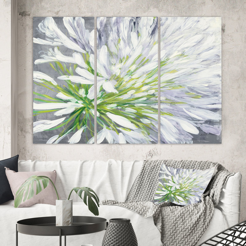 Flower Cleome Splash II - 3 pièces, reproduction d'art sur toile tendue, H 32 po x l 48 po x P 1 po