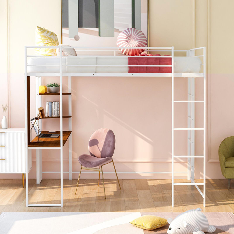 Abington Loft Bed with Built-in-Desk, White, Full