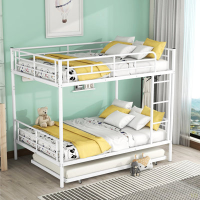 Full Over Full Metal Bunk Bed With Trundle
