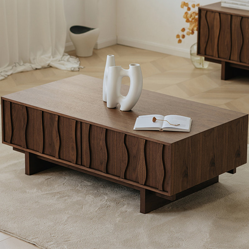 Table à thé créative en bois massif de style rétro, H 17,91 po x L 55,12 po x l 31,5 po