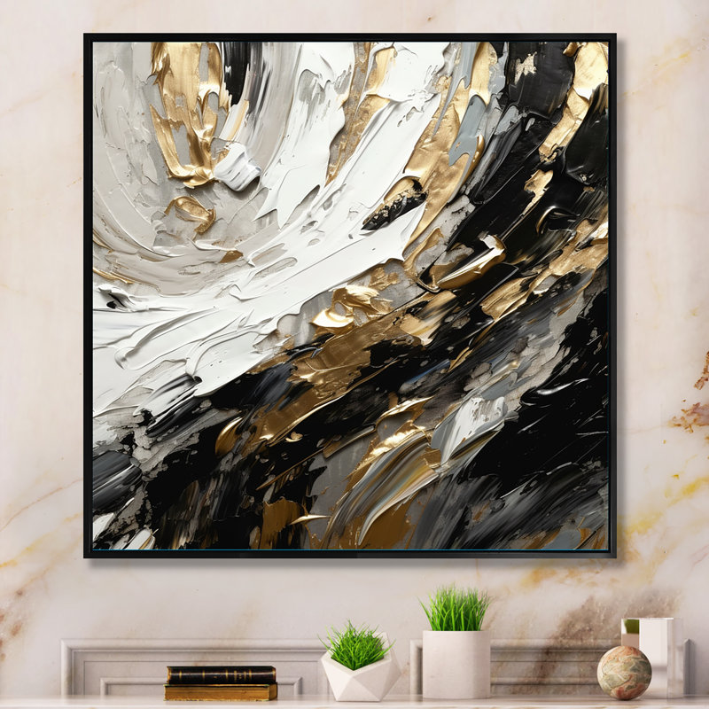 Golden Wave Reflections VI - reproduction sur toile, H 24 po x l 24 po x P 1 po, Toile avec cadre flottant noir