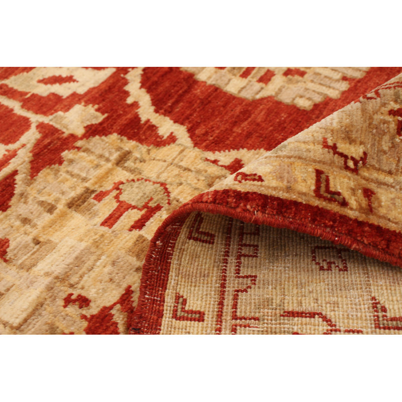 Tapis décoratif en laine noué à la main de conception unique 4 pi x 6 pi 4 po Deyniv New Age