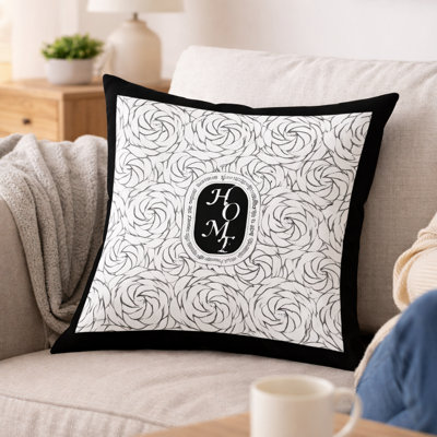 Modern Minimalist Square Cushion Cover, 17 x 17 Inch Contemporary Black & White Decorative Pillowcase for Living Room Bedroom