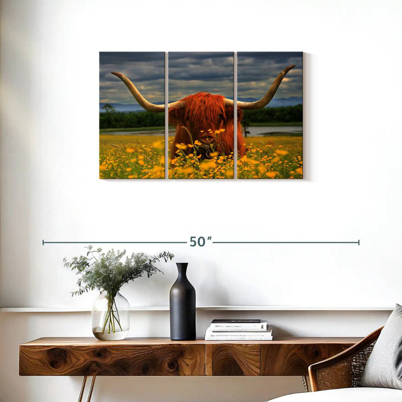 Vache florale des hautes plaines, H 20 po x l 33 po