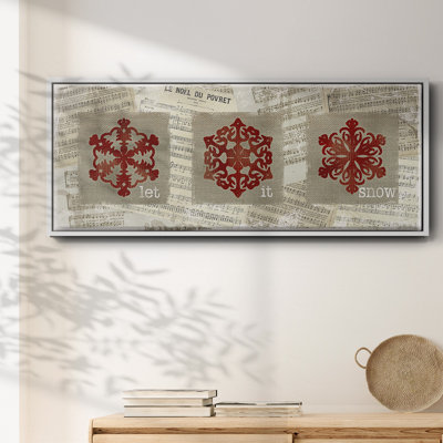 Burlap Music Snowflakes- Framed Canvas